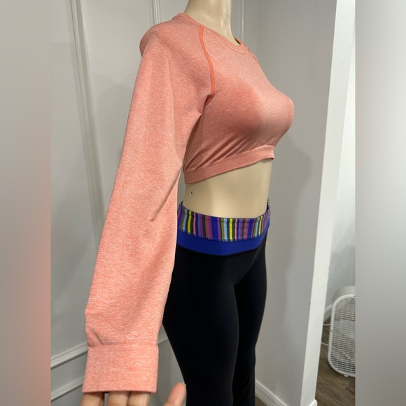 GYMSHARK  ADAPT MARL SEAMLESS LONG SLEEVE CROP TOP SIZE MEDIUM ORANGE - Picture 2 of 6